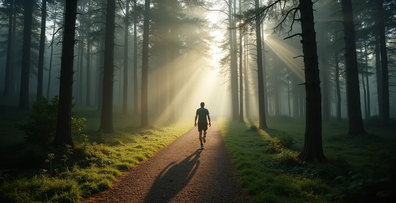 Aktive Regeneration durch Waldspaziergang in typisch deutscher Landschaft