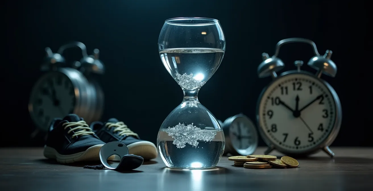 Ein überlaufendes Glasgefäß, das symbolisch für die Überlastung durch Trainings- und Alltagsstress steht.