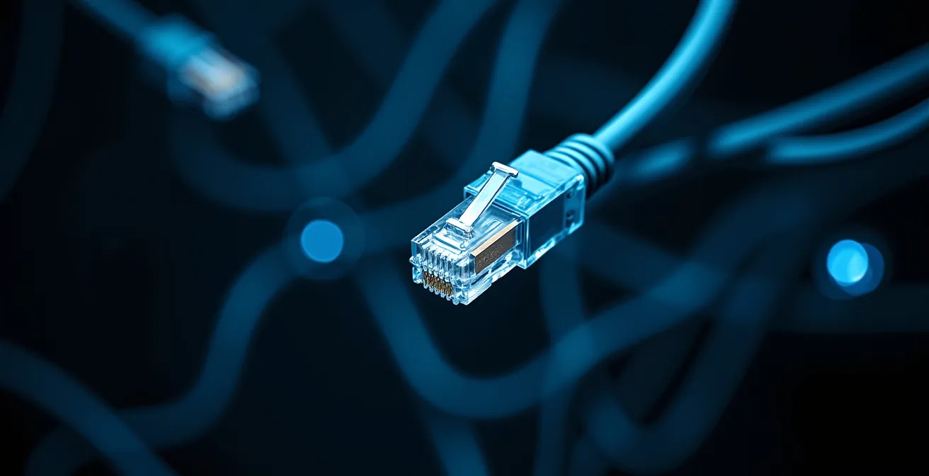 Metaphorische Darstellung eines überlasteten Nervensystems als chaotisches Kabelgewirr