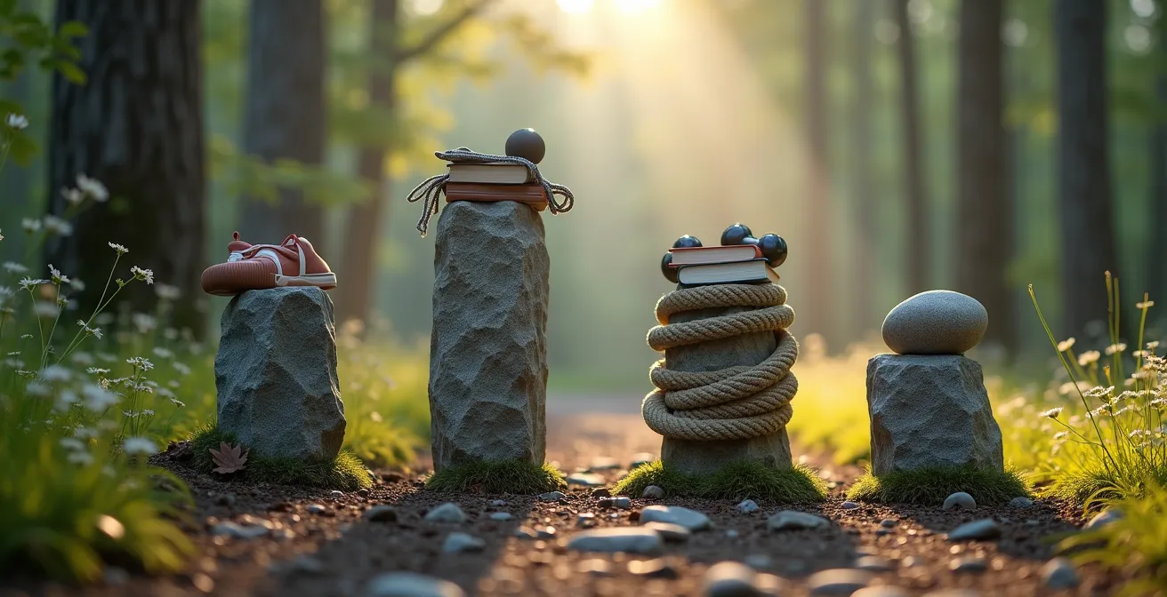 Visuelles 4-Säulen-Modell für nachhaltige Vitalität im Alter