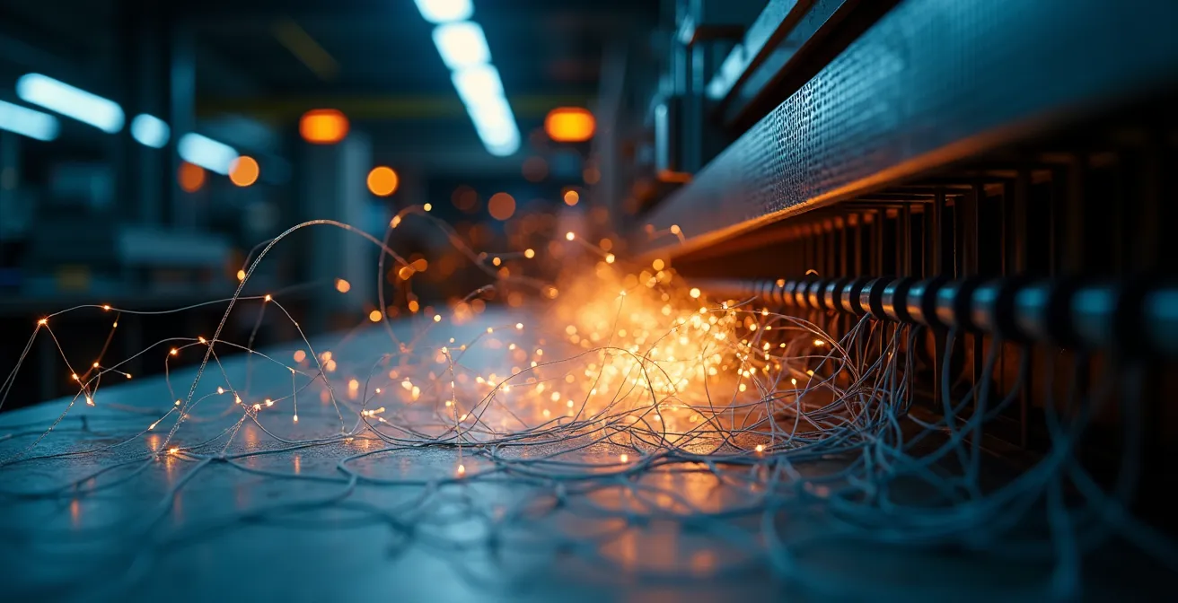 Warnsignal vor digitalem Fehler in der Textilproduktion visualisiert