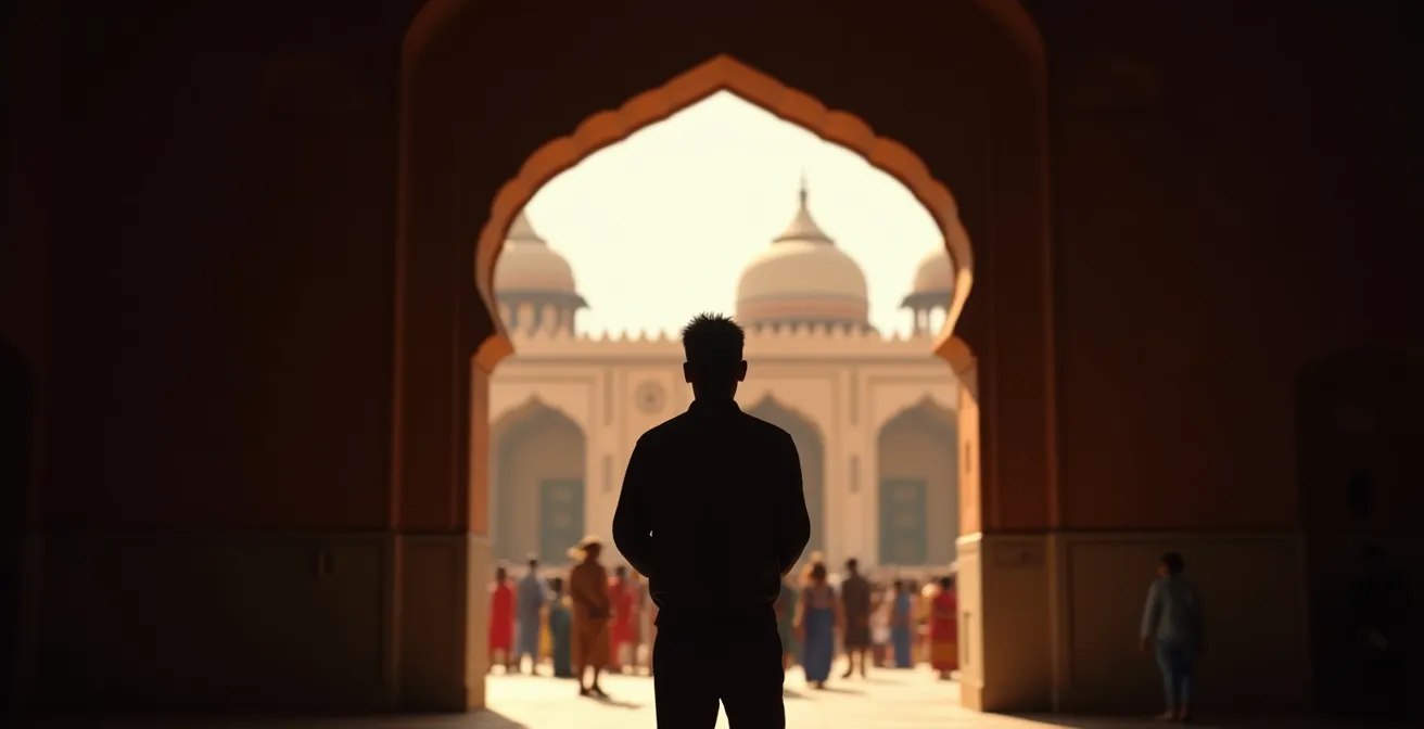 Symbolische Darstellung der respektvollen Distanz zwischen Beobachter und kultureller Praxis