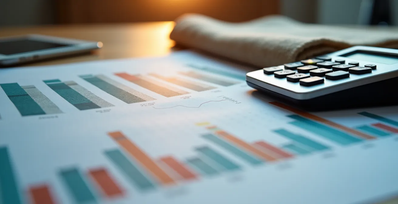 Detailaufnahme eines Analysetools zur ROI-Berechnung für Textilautomatisierung
