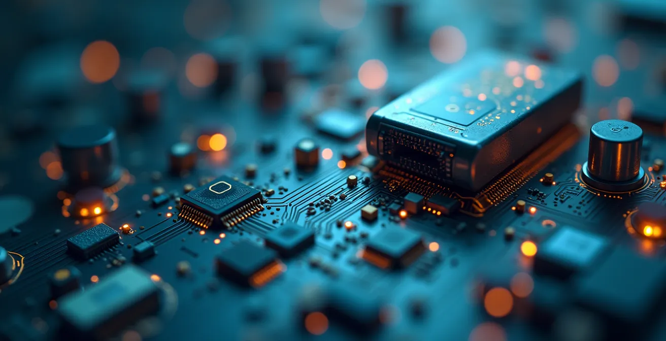 Makroaufnahme von Fahrzeugsensoren mit technischen Details