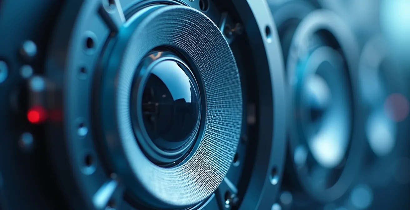 Makroaufnahme eines modernen Multisensor-Systems mit sichtbaren Komponenten