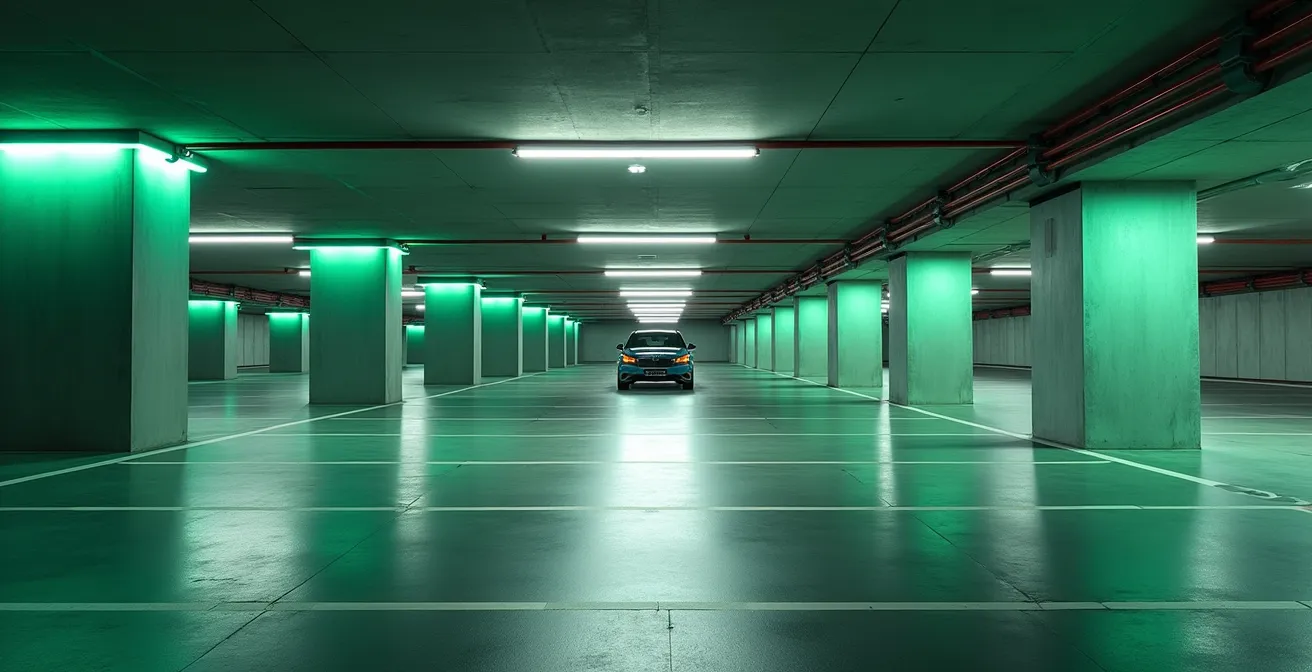 Moderne Tiefgarage mit Ladeinfrastruktur