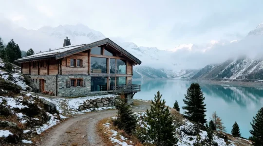 Modernes Schweizer Chalet vor Alpenpanorama – Immobilienmarkt Schweiz 2026